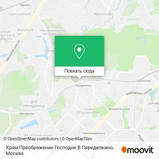Карта Храм Преображение Господне В Переделкино