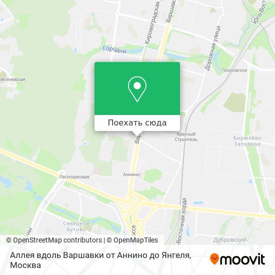 Карта Аллея вдоль Варшавки от Аннино до Янгеля