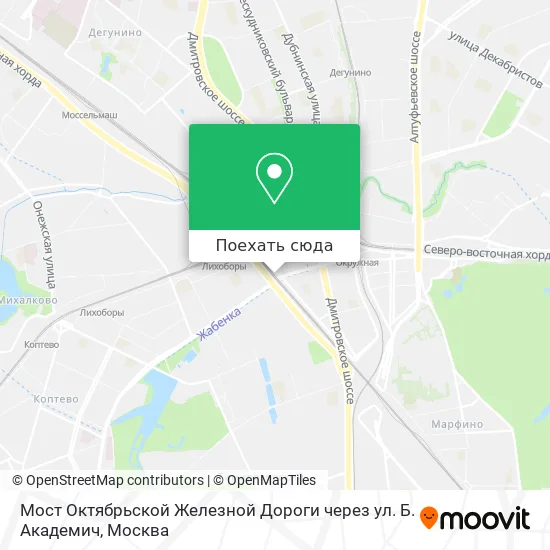 Карта Мост Октябрьской Железной Дороги через ул. Б. Академич
