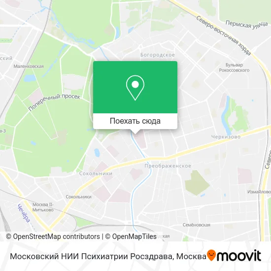 Карта Московский НИИ Психиатрии Росздрава