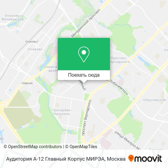 Карта Аудитория А-12 Главный Корпус МИРЭА