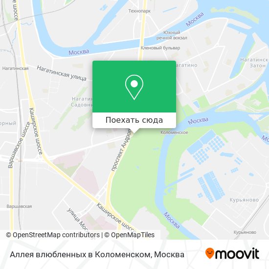 Карта Аллея влюбленных в Коломенском