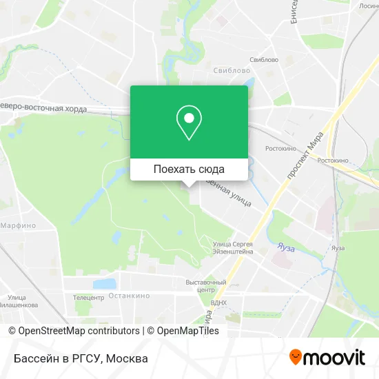 Карта Бассейн в РГСУ