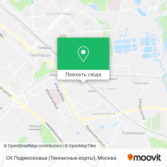 Карта СК Подмосковье (Теннисные корты)