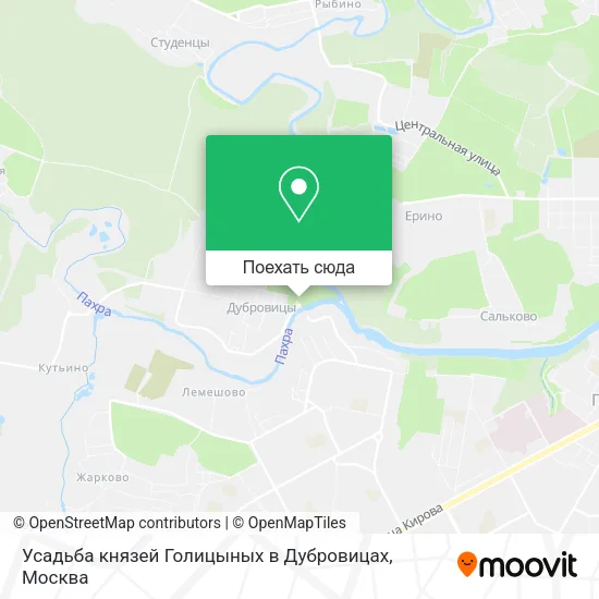Карта Усадьба князей Голицыных в Дубровицах