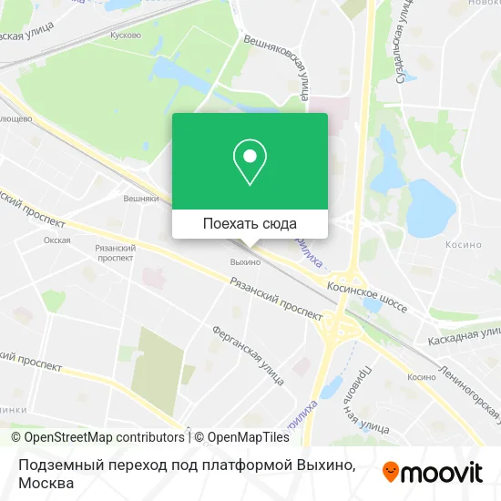 Карта Подземный переход под платформой Выхино