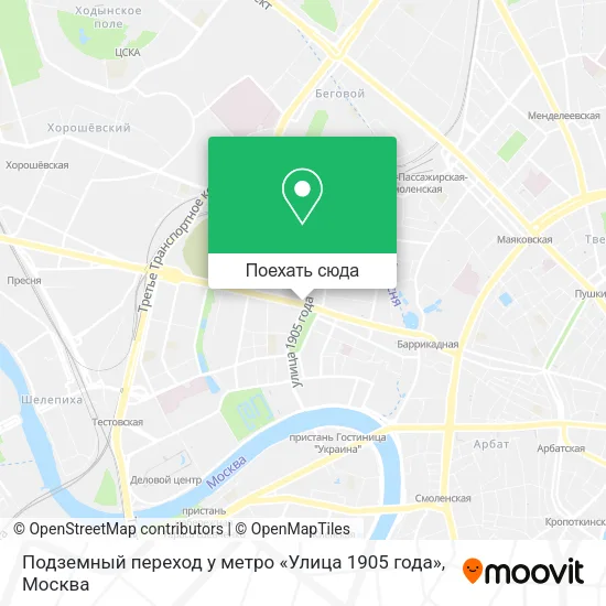 Карта Подземный переход у метро «Улица 1905 года»
