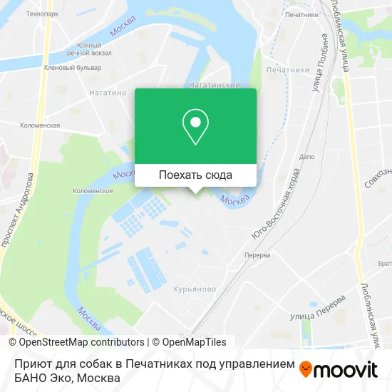 Карта Приют для собак в Печатниках под управлением БАНО  Эко