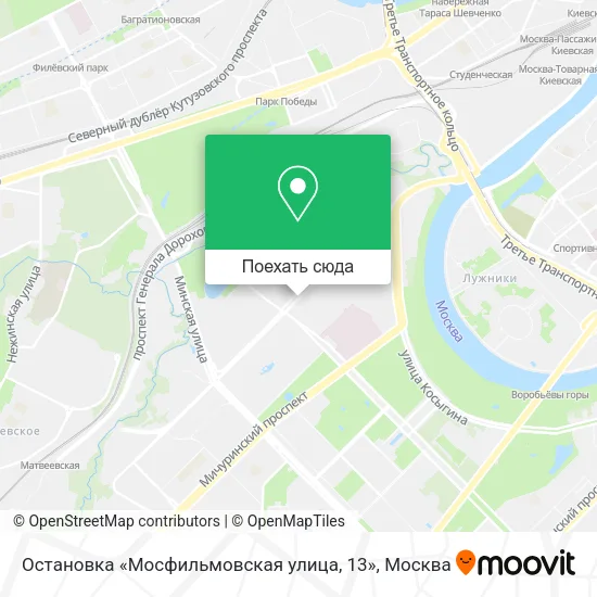 Карта Остановка «Мосфильмовская улица, 13»