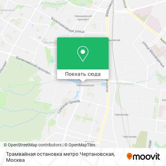 Карта Трамвайная остановка  метро Чертановская
