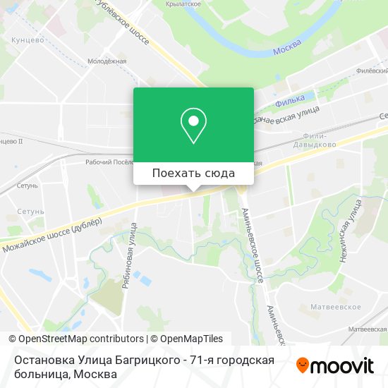 Карта Остановка  Улица Багрицкого - 71-я городская больница