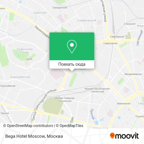 Карта Bega Hotel Moscow
