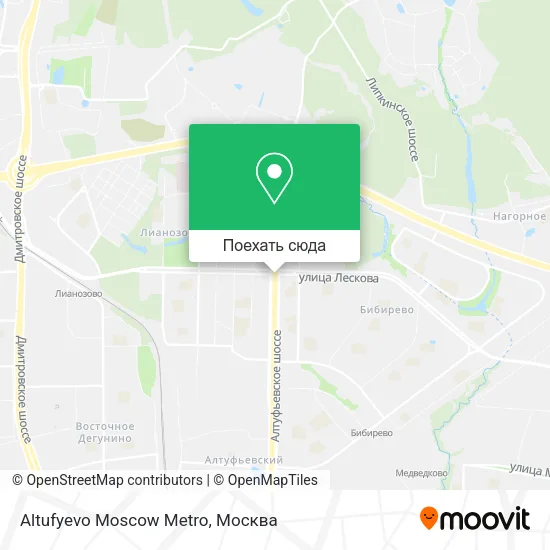 Карта Altufyevo Moscow Metro