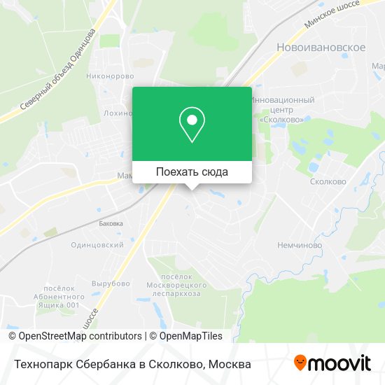 Карта Технопарк Сбербанка в Сколково