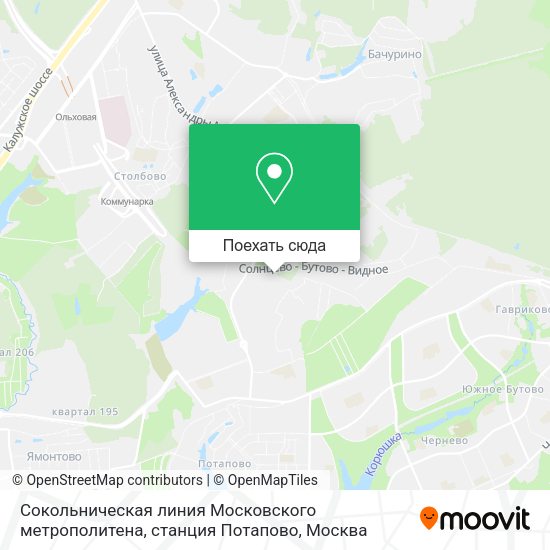 Карта Сокольническая линия Московского метрополитена, станция Потапово