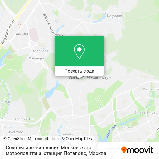 Карта Сокольническая линия Московского метрополитена, станция Потапово