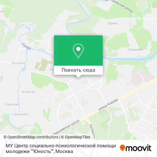 Карта МУ Центр социально-психологической помощи молодежи ""Юность""