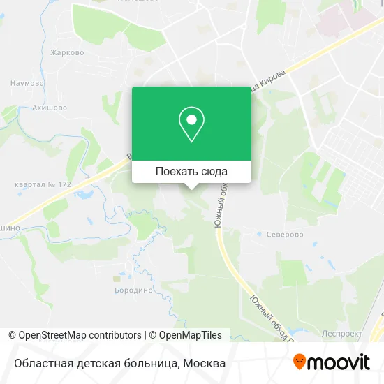 Карта Областная детская больница