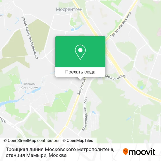 Карта Троицкая линия Московского метрополитена, станция Мамыри