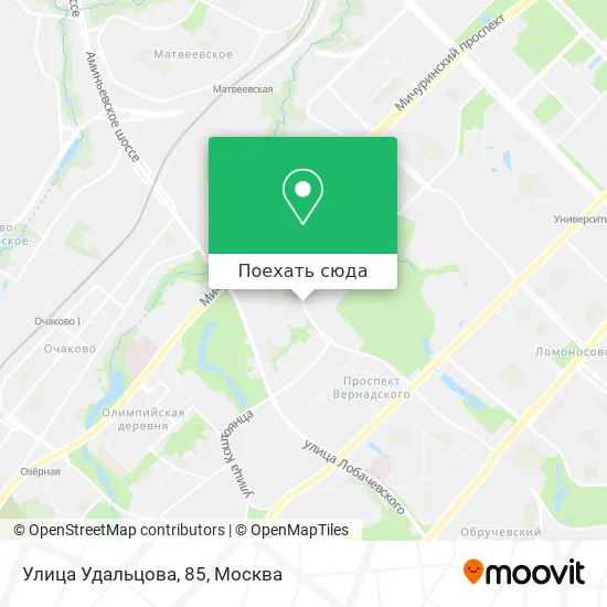 Карта Улица Удальцова, 85