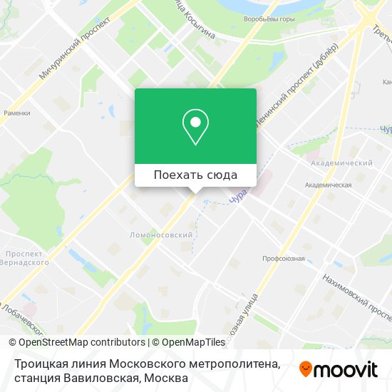 Карта Троицкая линия Московского метрополитена, станция Вавиловская