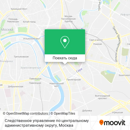 Карта Следственное управление по центральному административному округу