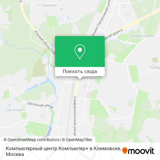 Карта Компьютерный центр Компьютер+ в Климовске