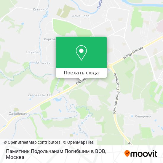 Карта Памятник Подольчанам Погибшим в ВОВ