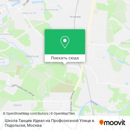 Карта Школа Танцев Идеал на Профсоюзной Улице в Подольске