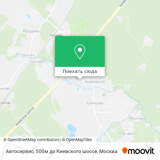 Карта Автосервис, 500м до Киевского шоссе