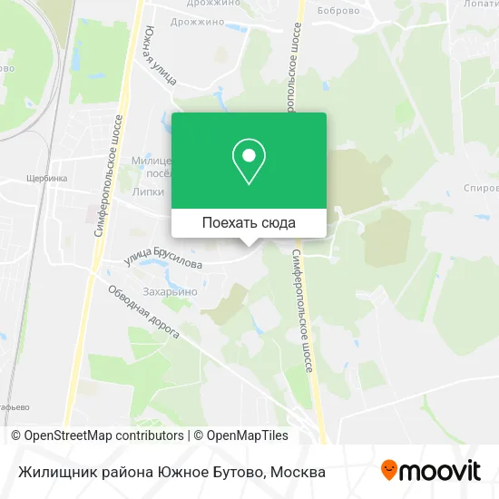 Карта Жилищник района Южное Бутово