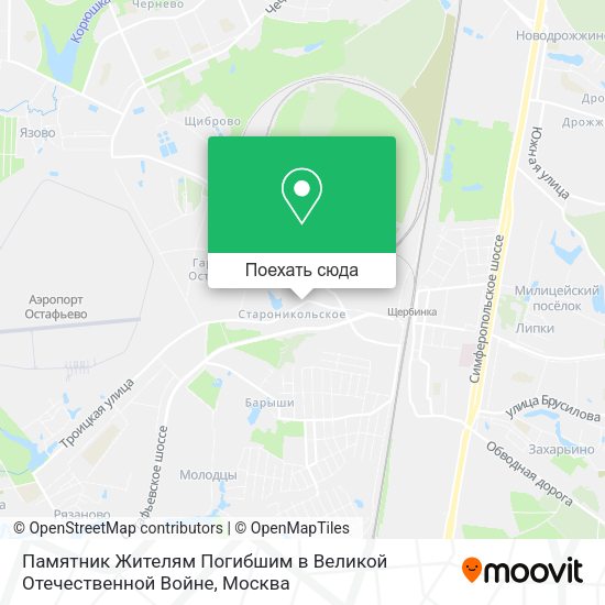 Карта Памятник Жителям Погибшим в Великой Отечественной Войне