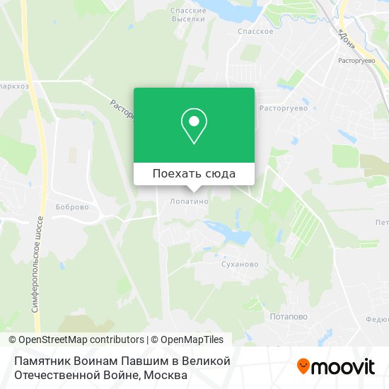 Карта Памятник Воинам Павшим в Великой Отечественной Войне