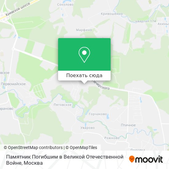 Карта Памятник Погибшим в Великой Отечественной Войне