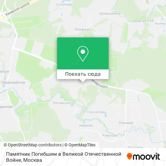 Карта Памятник Погибшим в Великой Отечественной Войне