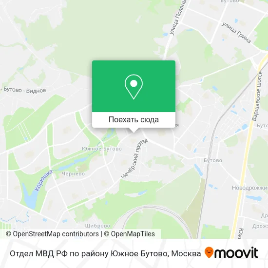 Карта Отдел МВД РФ по району Южное Бутово