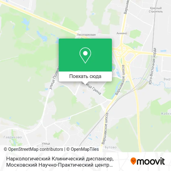 Карта Наркологический Клинический диспансер, Московский Научно-Практический центр Наркологии