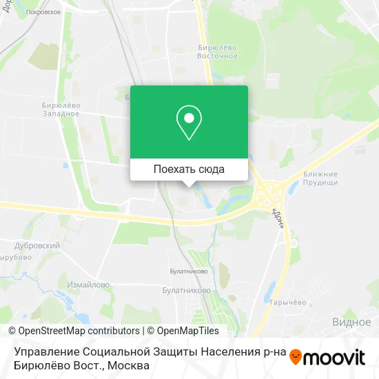 Карта Управление Социальной Защиты Населения р-на Бирюлёво Вост.