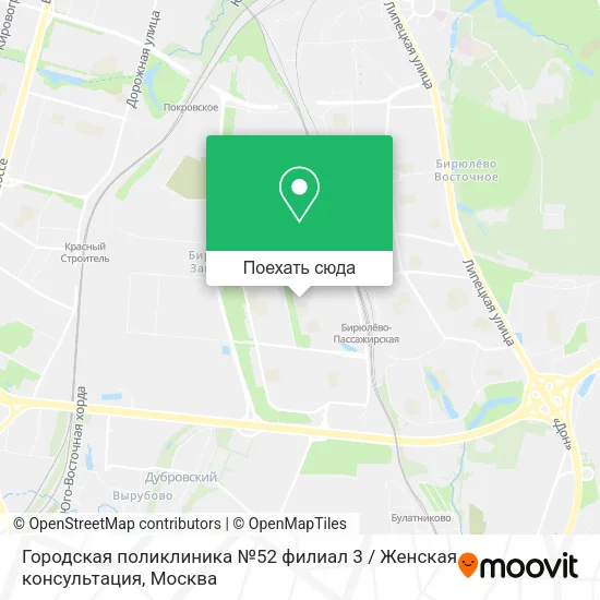 Карта Городская поликлиника №52 филиал 3 / Женская консультация