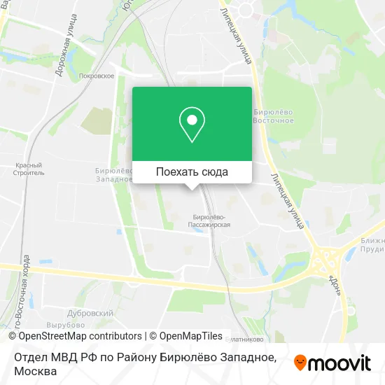 Карта Отдел МВД РФ по Району Бирюлёво Западное