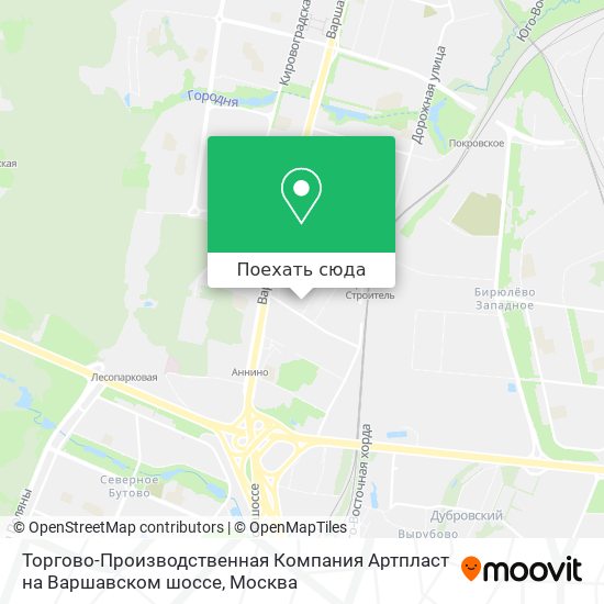 Карта Торгово-Производственная Компания Артпласт на Варшавском шоссе