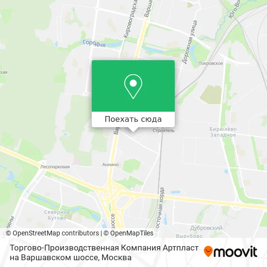 Карта Торгово-Производственная Компания Артпласт на Варшавском шоссе