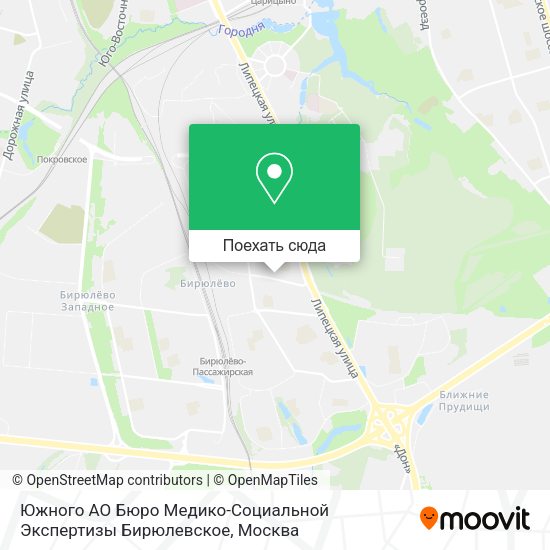 Карта Южного АО Бюро Медико-Социальной Экспертизы Бирюлевское