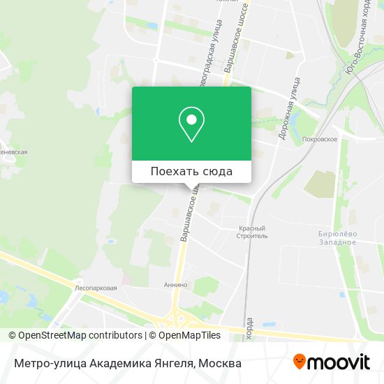 Карта Метро-улица Академика Янгеля