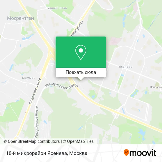 Карта 18-й микрорайон Ясенева