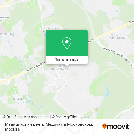 Карта Медицинский центр Медиант в Московском