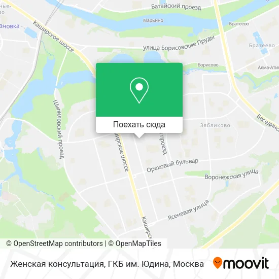 Карта Женская консультация, ГКБ им. Юдина