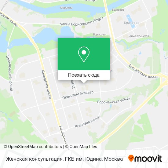 Карта Женская консультация, ГКБ им. Юдина