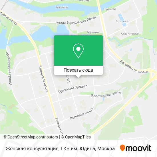 Карта Женская консультация, ГКБ им. Юдина