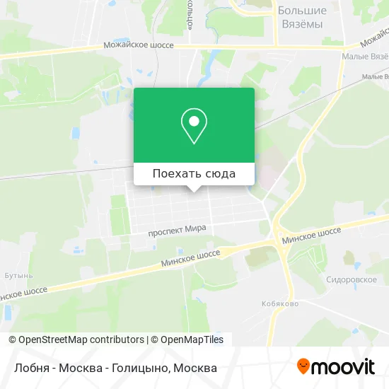 Карта Лобня - Москва - Голицыно